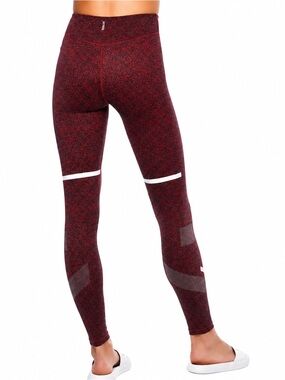 Lilybod Gemma High Waist Leggings Large Burnt Red Marled Stripe Athleisure
